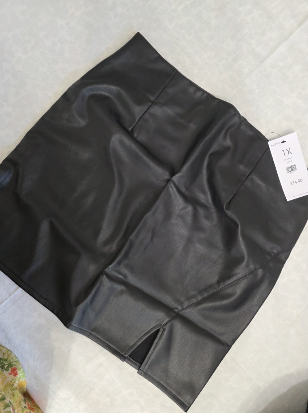 AKIRA Black Faux Leather Mini Skirt with Front Seam
